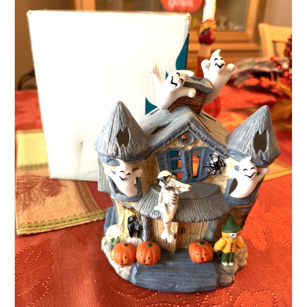 Haunted Halloween PartyLite Tea Light Candle Holder House P7311 W/ Box